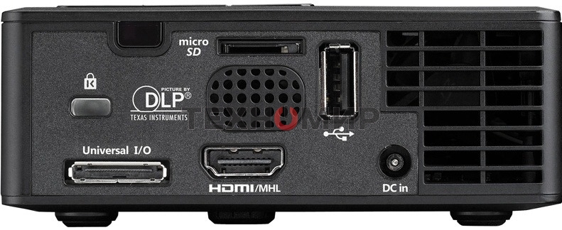 Проектор Optoma ML750e (DLP, LED, WXGA 1280x800, 700Lm, 15000:1, HDMI, USB, MHL, MicroSD, 1x1W speaker, 3D Ready, led 20000hrs, черный, 0.38kg)