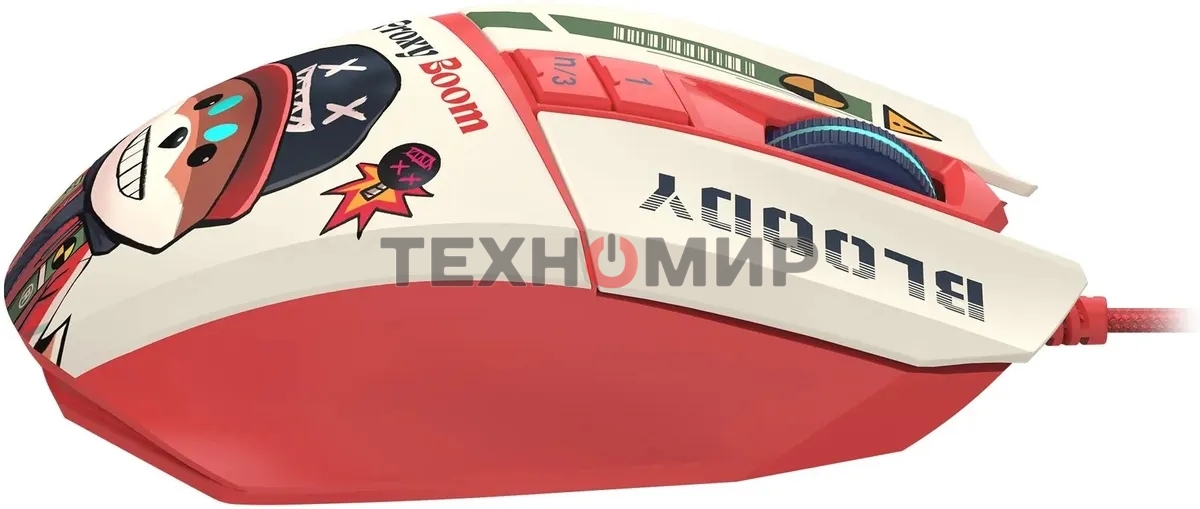 Мышь проводная A4Tech Bloody W63 Max Proxy Boom бежевый/красный, 12000 dpi, USB, кнопки - 9
