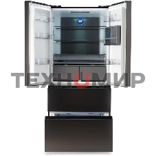 Холодильник Hyundai CM55043F черная сталь трехкамерный 354/186л морозилка снизу, No Frost, Side by Side