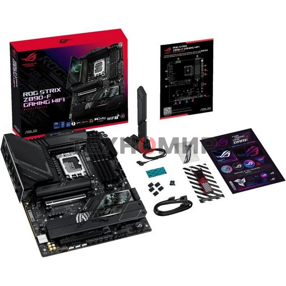 Материнская плата ASUS ROG STRIX Z890-F GAMING WIFI, LGA 1851, Intel Z890, 4xDDR5, 4xSATA, 5xM.2, 1xPCIe 5.0 x16, 1xPCIe 4.0 x4, 1xHDMI, 1xDP, 2xUSB-C, 1x 2.5Gb LAN, 4xUSB-A 3.2 Gen 1, 4xUSB-A 3.2 Gen 2, 2xUSB-A 2.0, 2xUSB-C Thunderbolt 4, 2x3.5 мм, 7.1, 