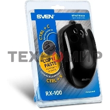 Мышь проводная SVEN RX-100 черный, 4000 dpi, USB, кнопки - 6