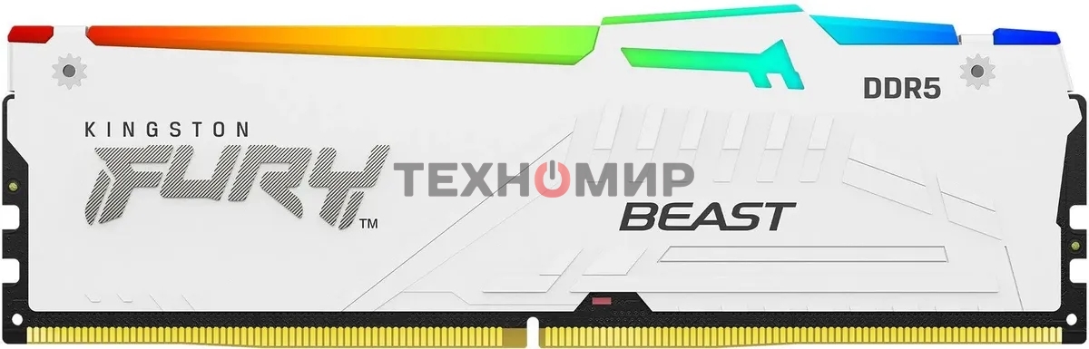 Оперативная память Kingston Fury Beast, DDR5, 32Gb (1x32GB), 5600MHz, CL36, DIMM, радиатор, RGB, белый