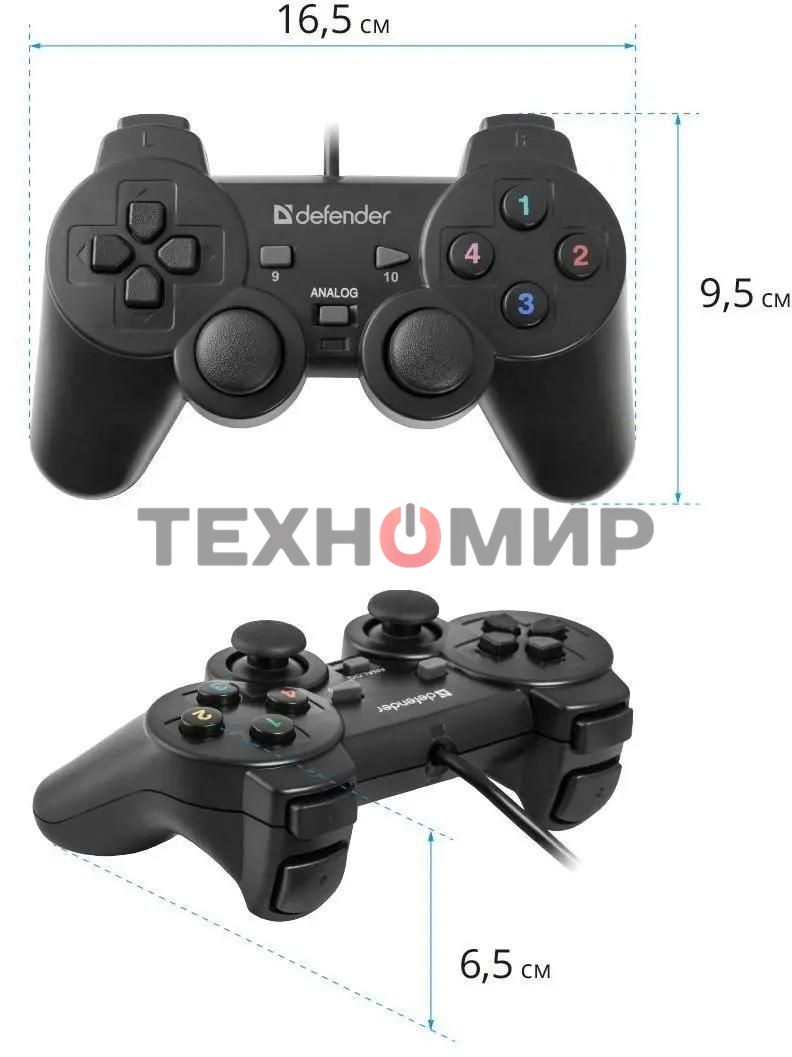 Геймпад Defender Omega USB, Проводной геймпад, 12 кнопок, 2 стика