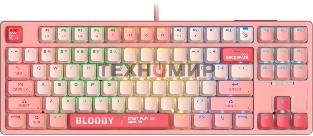 Клавиатура проводная A4Tech Bloody S87 Energy (S87 USB ENERGY PINK) USB розовый