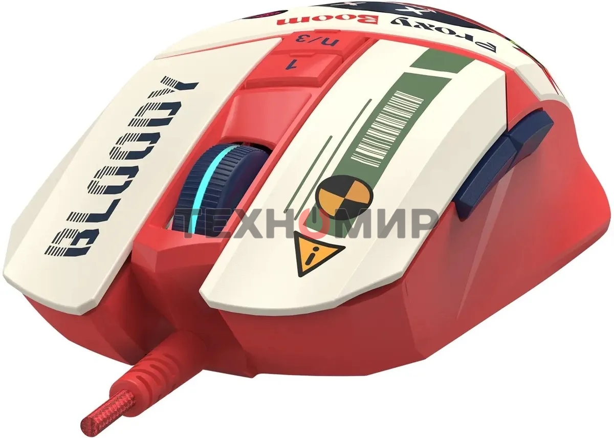 Мышь проводная A4Tech Bloody W63 Max Proxy Boom бежевый/красный, 12000 dpi, USB, кнопки - 9