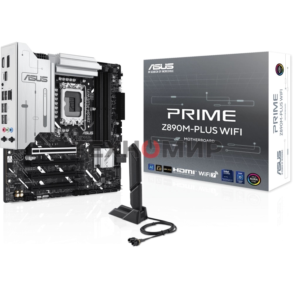 Материнская плата ASUS PRIME Z890M-PLUS WIFI, LGA 1851, Intel Z890, 4xDDR5, 6xSATA, 3xM.2, 1xPCIe 5.0 x16, 1xPCIe 4.0 x4, 2xPCIe 4.0 x1, 1xHDMI, 1xDP, 1x2.5Gb LAN, 2xUSB-A 2.0, 4xUSB-A 3.2 Gen 1, 1xUSB-A 3.2 Gen 2, 1xUSB-C 3.2 Gen 2x2, 3x3.5 мм, 7.1, mATX