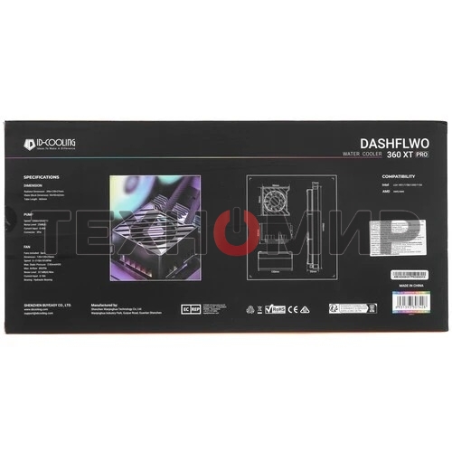 Система жидкостного охлаждения ID-Cooling Dashflow 360 XT Pro ARGb черный 120мм алюминий+медь 2150rpm 32.5db 4-pin 350W