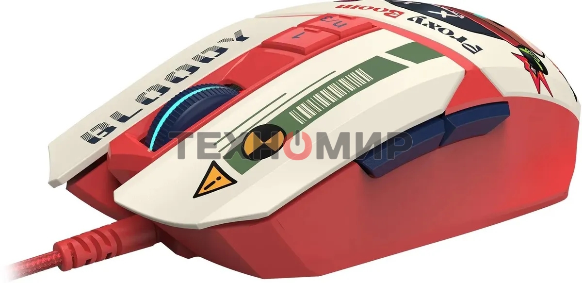 Мышь проводная A4Tech Bloody W63 Max Proxy Boom бежевый/красный, 12000 dpi, USB, кнопки - 9