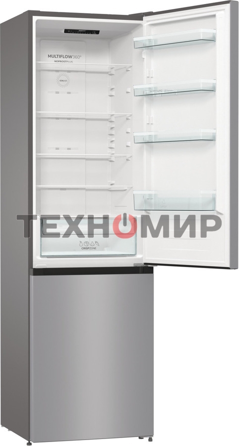 Холодильник Gorenje NRK6201ES4 серебристый двухкамерный 235/96 л морозилка снизу, No Frost