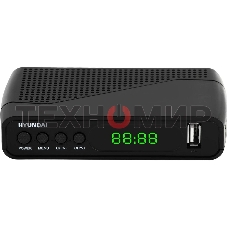Приставка для цифрового ТВ Hyundai H-DVB500 черный, DVB-T2, DVB-T, DVB-C, HDMI, USB 2.0 х2