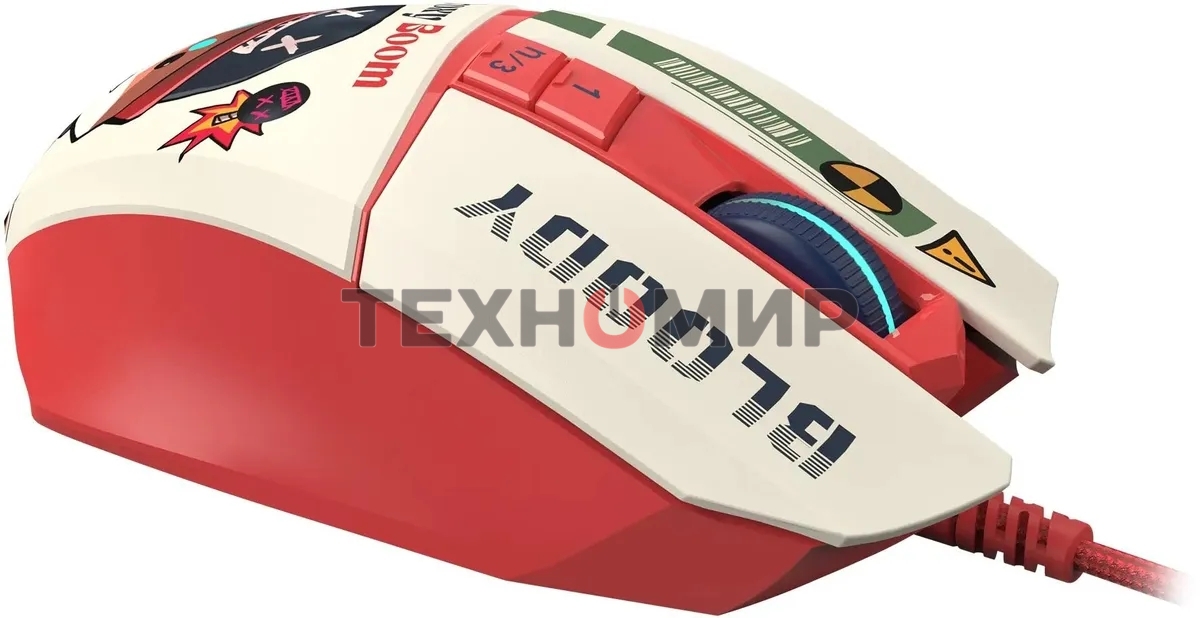 Мышь проводная A4Tech Bloody W63 Max Proxy Boom бежевый/красный, 12000 dpi, USB, кнопки - 9