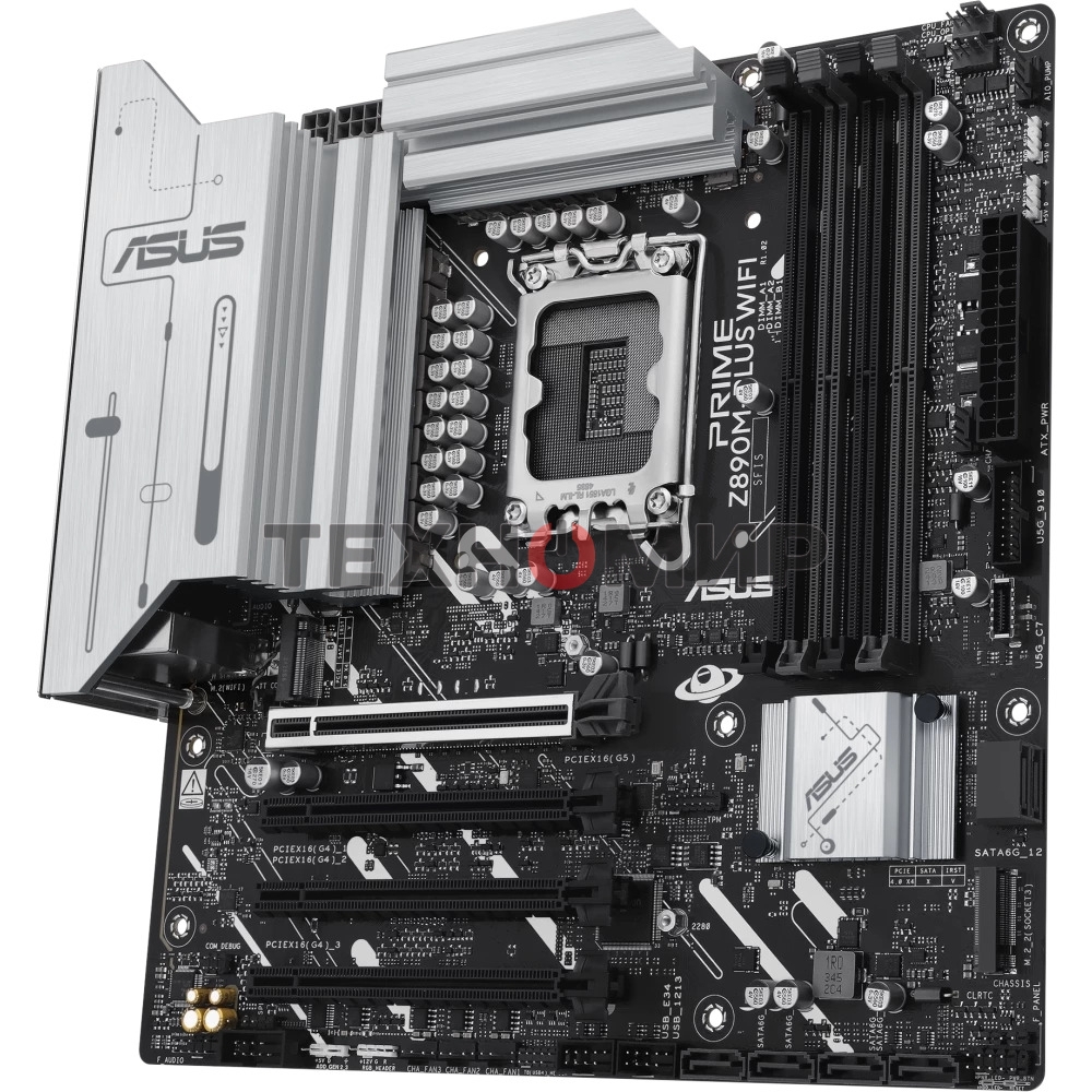 Материнская плата ASUS PRIME Z890M-PLUS WIFI, LGA 1851, Intel Z890, 4xDDR5, 6xSATA, 3xM.2, 1xPCIe 5.0 x16, 1xPCIe 4.0 x4, 2xPCIe 4.0 x1, 1xHDMI, 1xDP, 1x2.5Gb LAN, 2xUSB-A 2.0, 4xUSB-A 3.2 Gen 1, 1xUSB-A 3.2 Gen 2, 1xUSB-C 3.2 Gen 2x2, 3x3.5 мм, 7.1, mATX