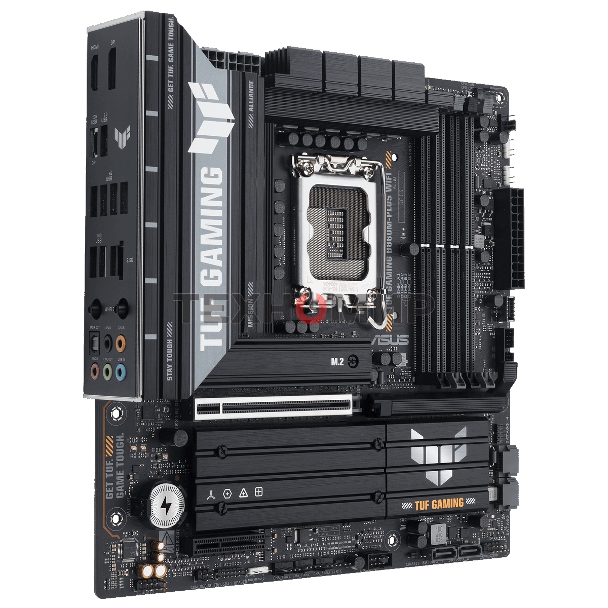 Материнская плата ASUS TUF GAMING B860M-PLUS WIFI, LGA 1851, Intel B860, 4xDDR5, 4xSATA, 3xM.2, 1xPCIe 5.0 x16, 1xPCIe x4, 1xUSB-C, 4xUSB-A 3.2 Gen 1, 2xUSB-A 3.2 Gen 2, 1xHDMI, 1xDP, 1x2.5Gb LAN, 7.1, mATX