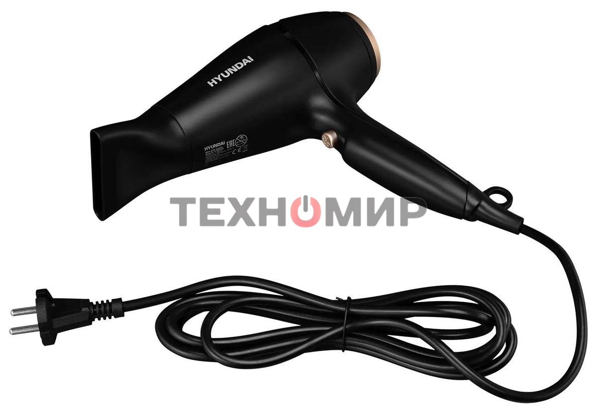 Фен Hyundai H-HD0767 черный, 2000 Вт, ионизация