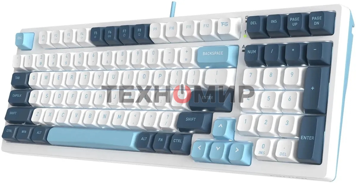 Клавиатура проводная A4Tech Fstyler FS300 (FS300 PANDA SNOWBOARDING), USB, белый/синий