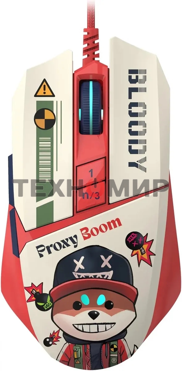 Мышь проводная A4Tech Bloody W63 Max Proxy Boom бежевый/красный, 12000 dpi, USB, кнопки - 9