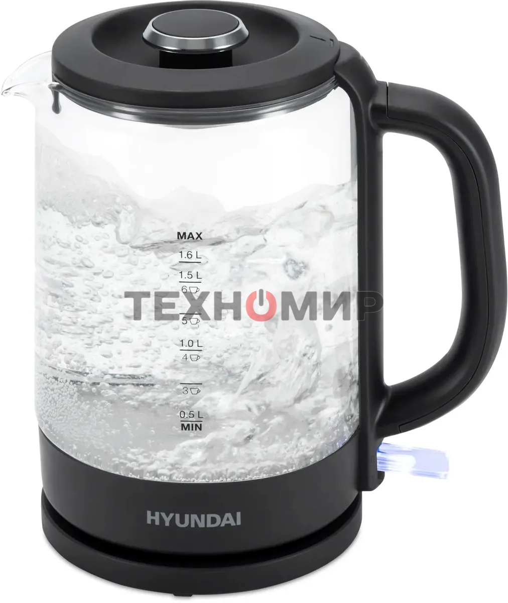 Чайник электрический Hyundai HYK-G3402 1.7л. 2200Вт серый/серебристый (корпус: стекло)
