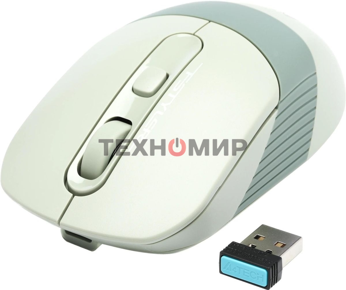 Мышь беспроводная A4Tech Fstyler FB10C зеленый, 2000 dpi, радиоканал, Bluetooth, USB, кнопки - 4