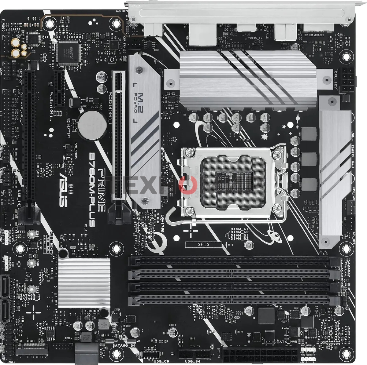 Материнская плата ASUS PRIME B760M-PLUS, LGA 1700, Intel B760, 4xDDR5, 4xSATA, 2xM.2, 1xPCIe 4.0 x4, 1xPCIe x1, 1xDP, 1xHDMI, 1x 2.5Gb LAN, 2xUSB-A 3.2 Gen 2, 4xUSB-A 2.0, 3x3.5 мм, 7.1, mATX