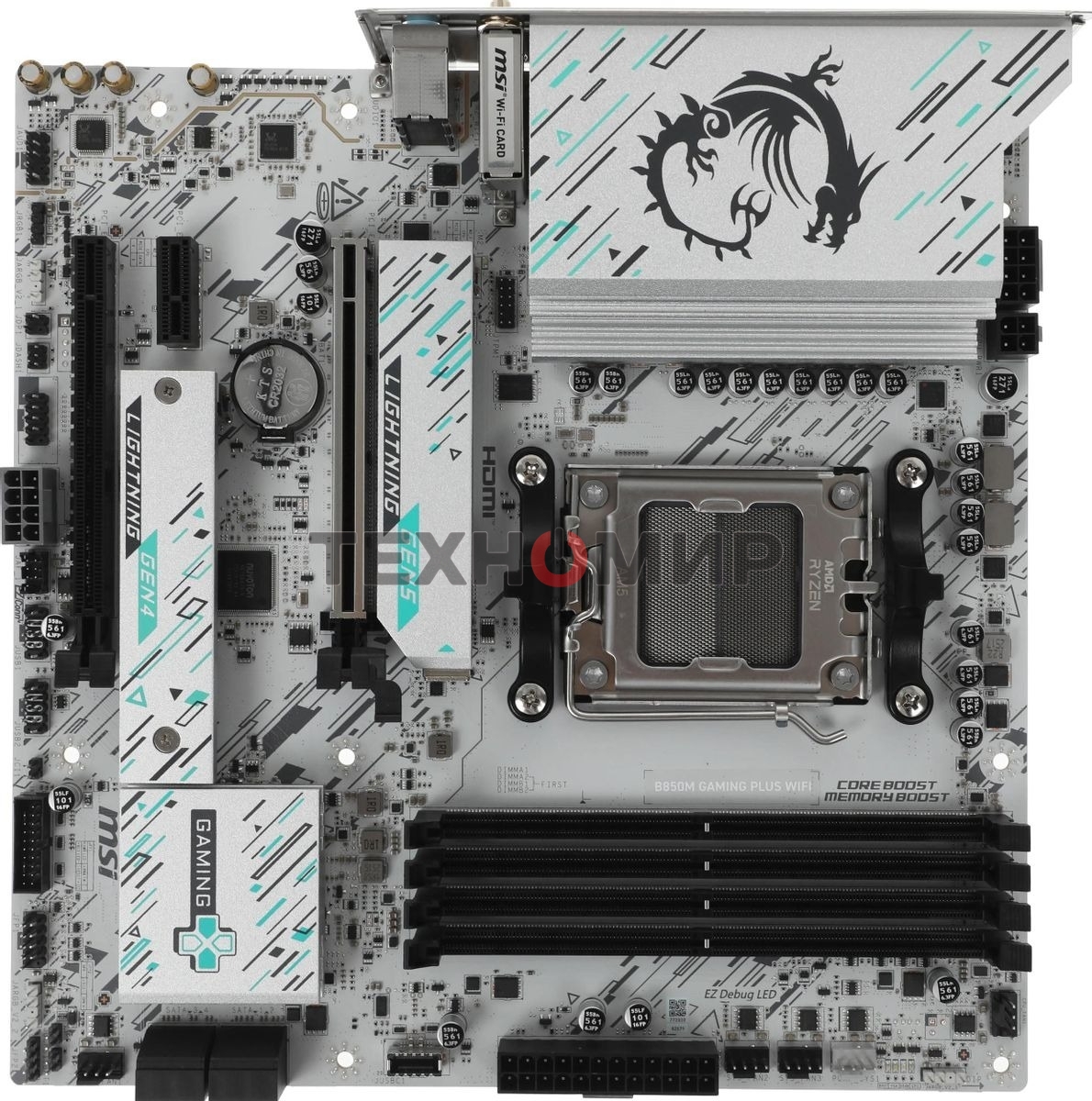 Материнская плата MSI B850M GAMING PLUS WIFI, AM5, AMD B850, 4xDDR5, 4xSATA, 2xM.2, 1xPCIe 5.0 x16, 1xPCIe 4.0 x4, 1xPCIe 3.0 x1, 1xDP, 1xHDMI, 1x5Gb LAN, Wi-Fi 7, Bluetooth 5.4, 3xUSB-C 10Gbps, 3xUSB-A 10Gbps, 3xUSB-A 5Gbps, 3x3.5 мм, 7.1, mATX