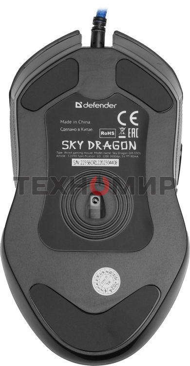 Мышь проводная Defender Sky Dragon GM-090L черный, 3200 dpi, USB, кнопки - 6