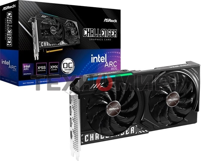 Видеокарта Asrock B570 CL 10GO PCI-E 4.0 INTEL ARC B570 10Gb 160bit GDDR6 2600/19000 HDMIx1 DPx3 HDCP Ret