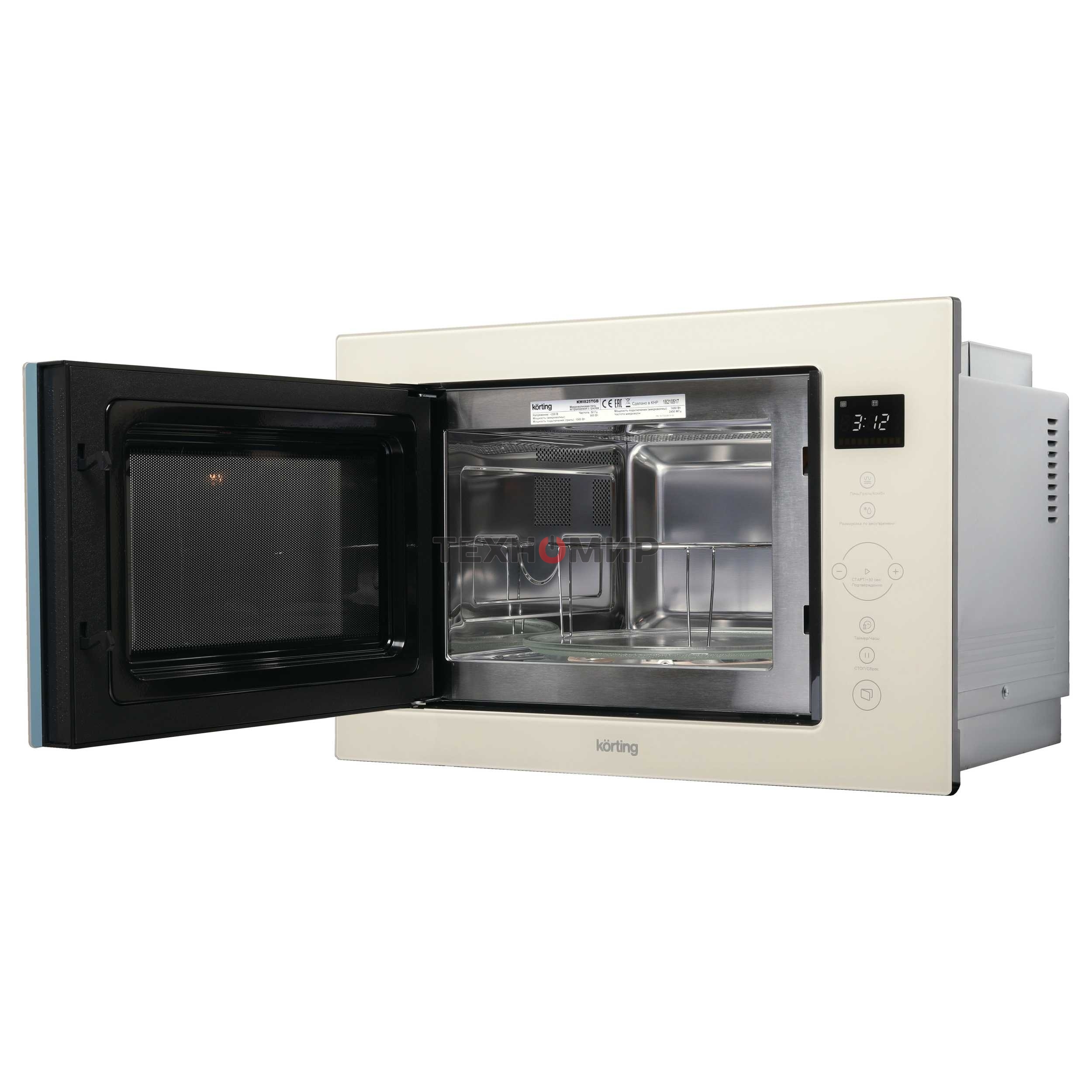 Встраиваемая микроволновая печь Korting KMI 825 TGB бежевый, 25 л, 900 Вт, переключатели - сенсор
