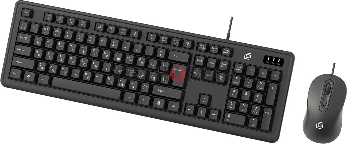 Комплект клавиатура+мышь Оклик S605 проводной USB 1800 DPI черный