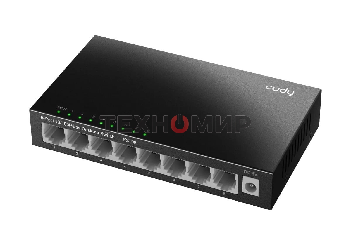 Коммутатор 8-Port 10/100 Mbps Desktop Switch, 8 10/100M RJ45 Ports, Loop Detection, Metal Case, Power Saving, Plug & Play