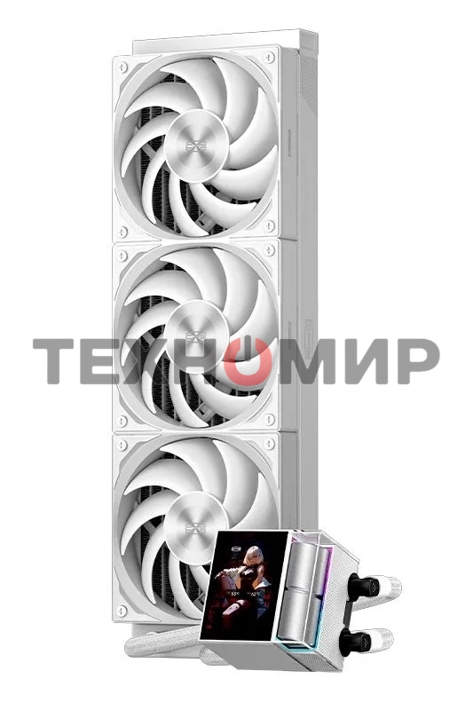 Система охлаждения Water Cooling System PCCooler DS360 Display WH (310W, 360мм, LED, белый, ARGb Pump/Fans: 3x120мм, 90.56CFM, 39.8dBA, 2500RPM/Pump height 65мм, 15dBA, 2600RPM, Rad thickness 27мм/S: 1851, 1700, 1200, 115X, AM5, AM4)