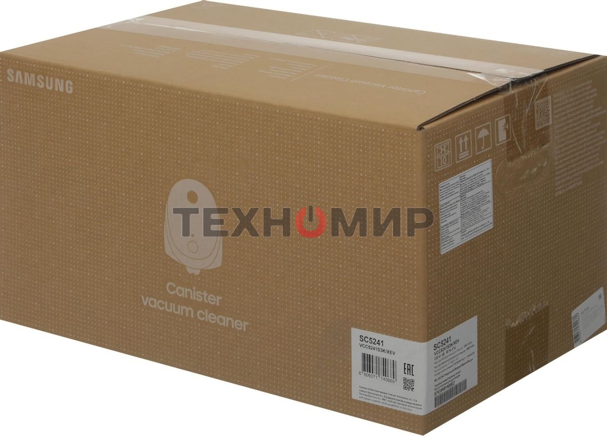 Пылесос Samsung VCC5241S3K/XEV черный/серый, 410/1800 Вт, уборка сухая, пылесборник мешок 2.4 л