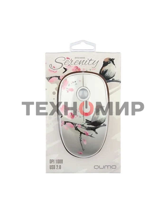 Мышь проводная Qumo Office M43 Serenity белый, 1000 dpi, USB, кнопки - 3