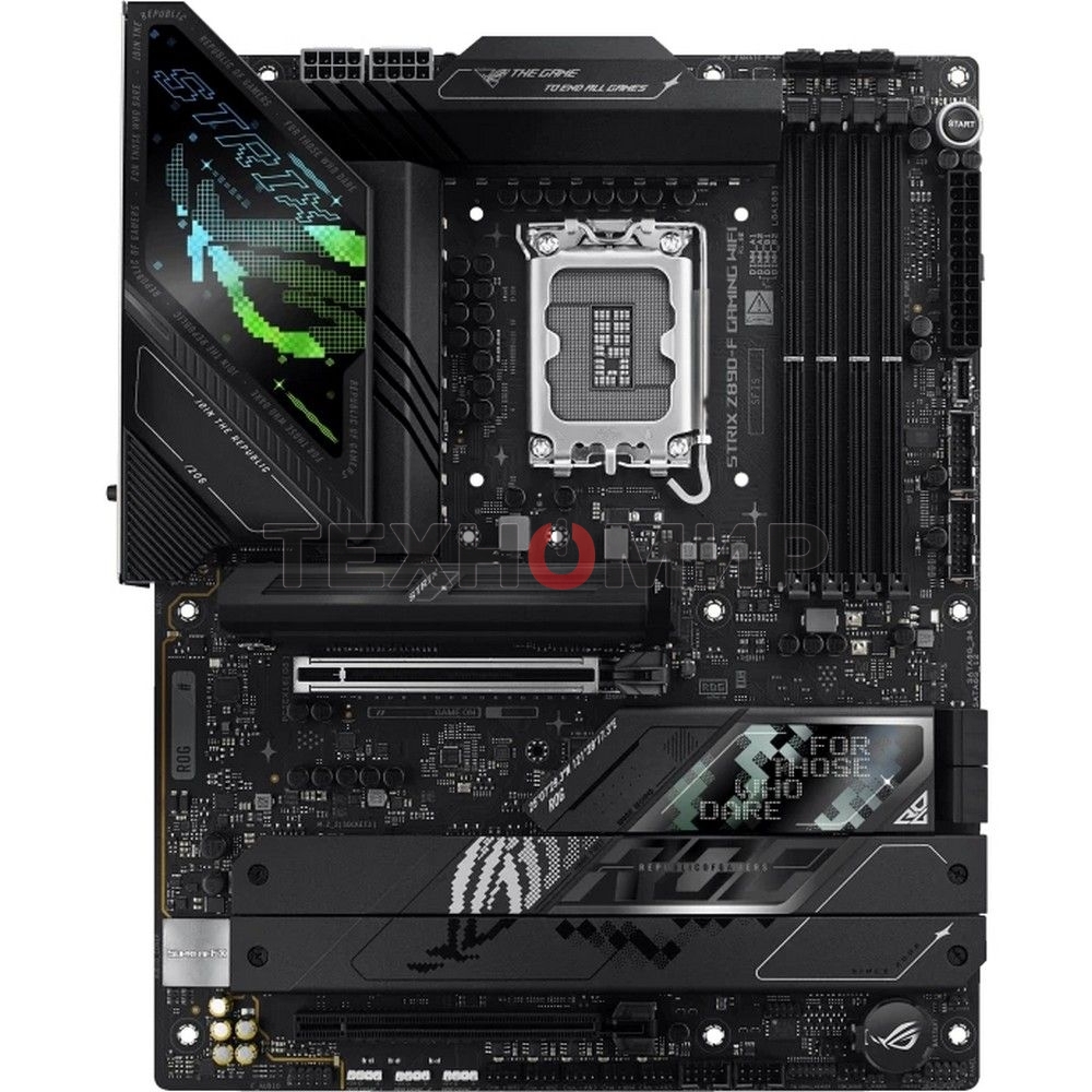 Материнская плата ASUS ROG STRIX Z890-F GAMING WIFI, LGA 1851, Intel Z890, 4xDDR5, 4xSATA, 5xM.2, 1xPCIe 5.0 x16, 1xPCIe 4.0 x4, 1xHDMI, 1xDP, 2xUSB-C, 1x 2.5Gb LAN, 4xUSB-A 3.2 Gen 1, 4xUSB-A 3.2 Gen 2, 2xUSB-A 2.0, 2xUSB-C Thunderbolt 4, 2x3.5 мм, 7.1, 