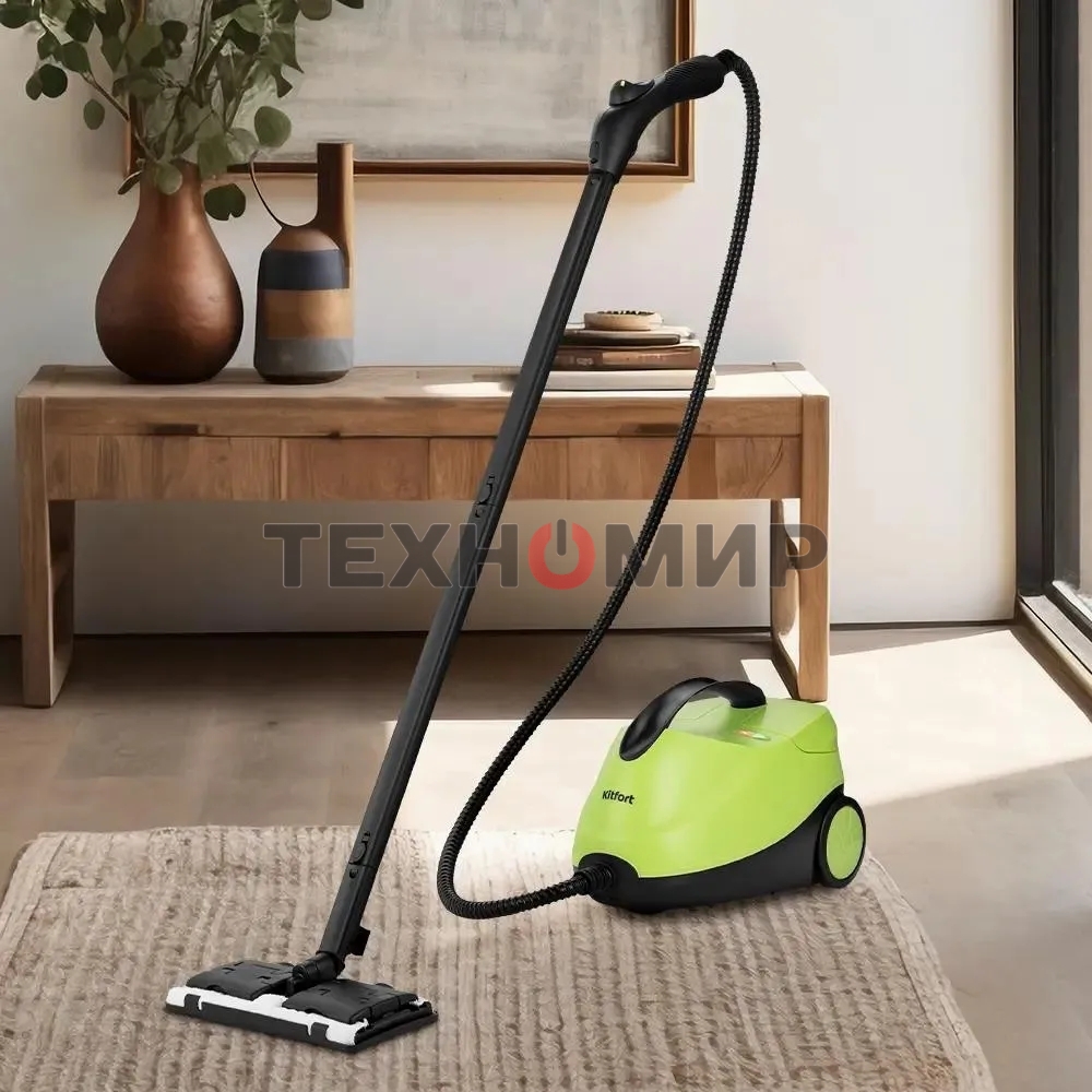 Пароочиститель напольный Kitfort КТ-9186 2000Вт салатовый/черный