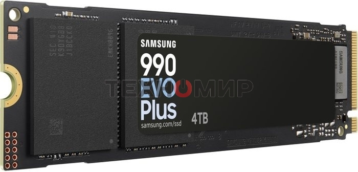 Накопитель SSD Samsung 990 EVO Plus, 4 ТБ, M.2 2280, PCIe 4.0 x4, NVMe 2.0, R/W 7250/6300