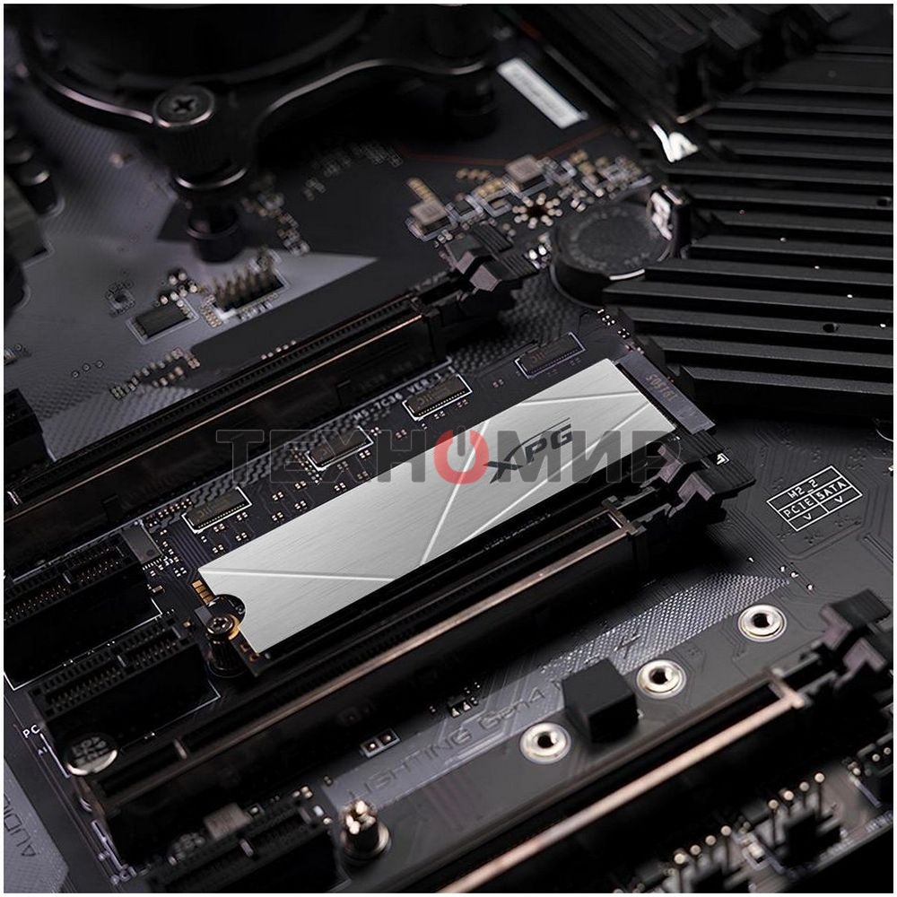 Накопитель SSD ADATA XPG GAMMIX S60, 2Tb, PCIe 4.0 x4, M.2 2280, NVMe, R/W 5000/4200, с радиатором