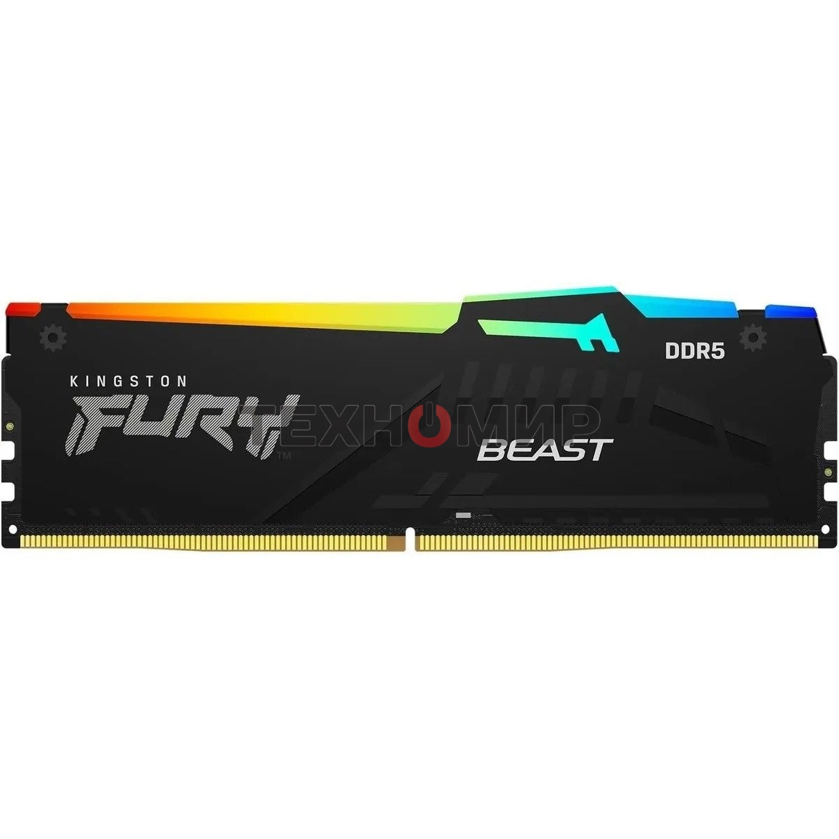 Оперативная память Kingston Fury Beast, DDR5, 32Gb (1x32Gb), 6000MHz, CL30, DIMM, с радиатором, RGb, черный