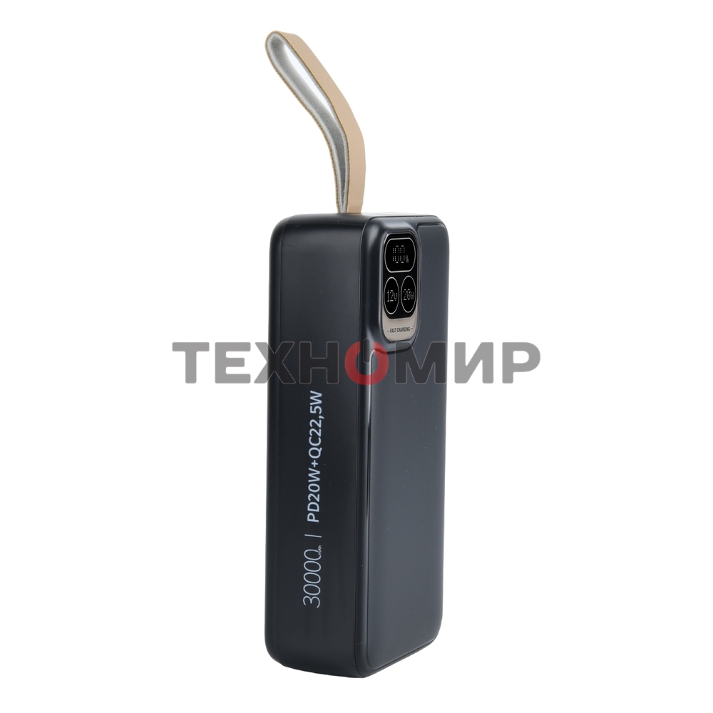 Портативный аккумулятор Perfeo Powerbank Atomic Age 30000 mAh/LED дисплей/PD + QC 3.0/Type-C/2 USB/Выход: 5A, max 22.5Wчерный (PF_E1478)