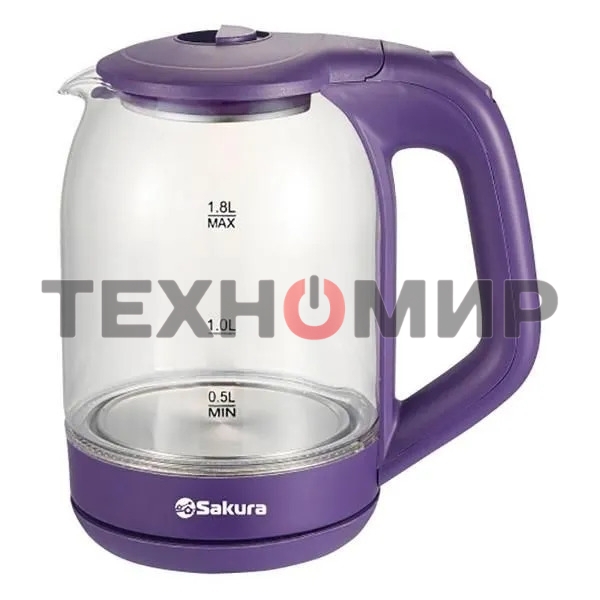 Чайник электрический SAKURA SA-2736V 1.8 л, стекло точечная подсв
