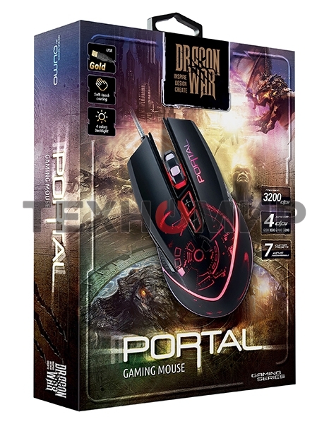 Мышь проводная Qumo Portal M39 черный, 3200 dpi, USB, кнопки - 6