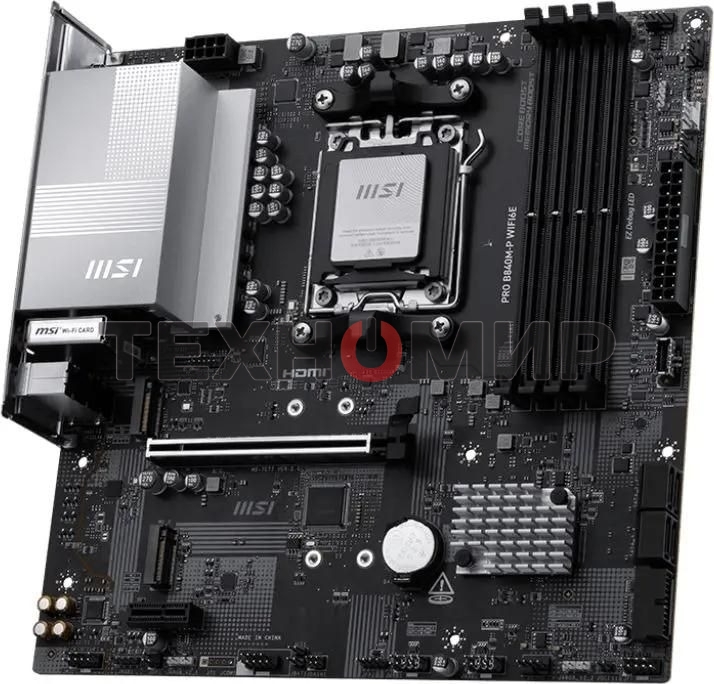 Материнская плата MSI PRO B840M-P WIFI6E, AM5, AMD B840, 4xDDR5, 4xSATA, 2xM.2, 1xPCIe 4.0 x16, 1xPCIe 3.0 x1, 1xHDMI, 1x2.5Gb LAN, Wi-Fi 6E, Bluetooth 5.3, 1xUSB-C 10Gbps, 1xUSB-A 10Gbps, 2xUSB-A 5Gbps, 4xUSB-A 2.0, 3x3.5 мм, 7.1, mATX