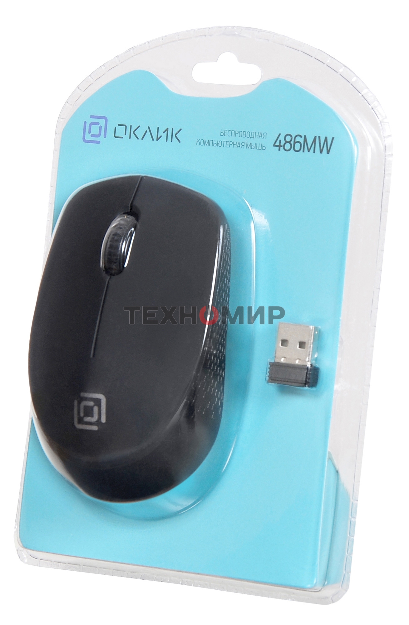 Мышь беспроводная Oklick 486MW черный, 1000 dpi, радиоканал, USB, кнопки - 3