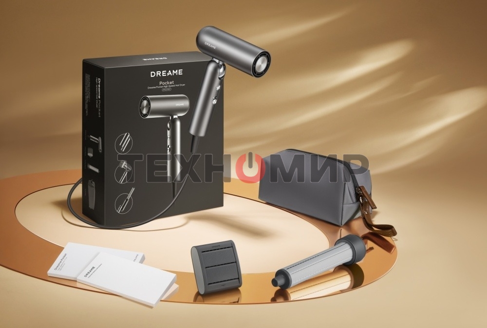 Фен Dreame AHD51 серый космос, 1300 Вт, компактный, ионизация