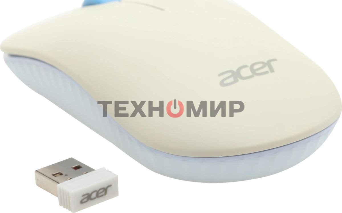 Комплект клавиатура + мышь Acer OCC205 беспроводной USB, 1200 dpi, белый/голубой