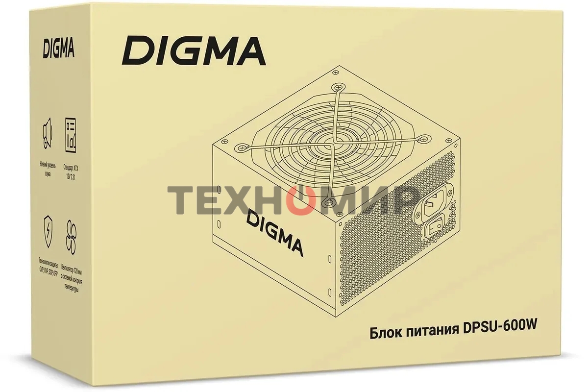 Блок питания Digma DPSU-600W RTL, 600Вт, 120мм, черный
