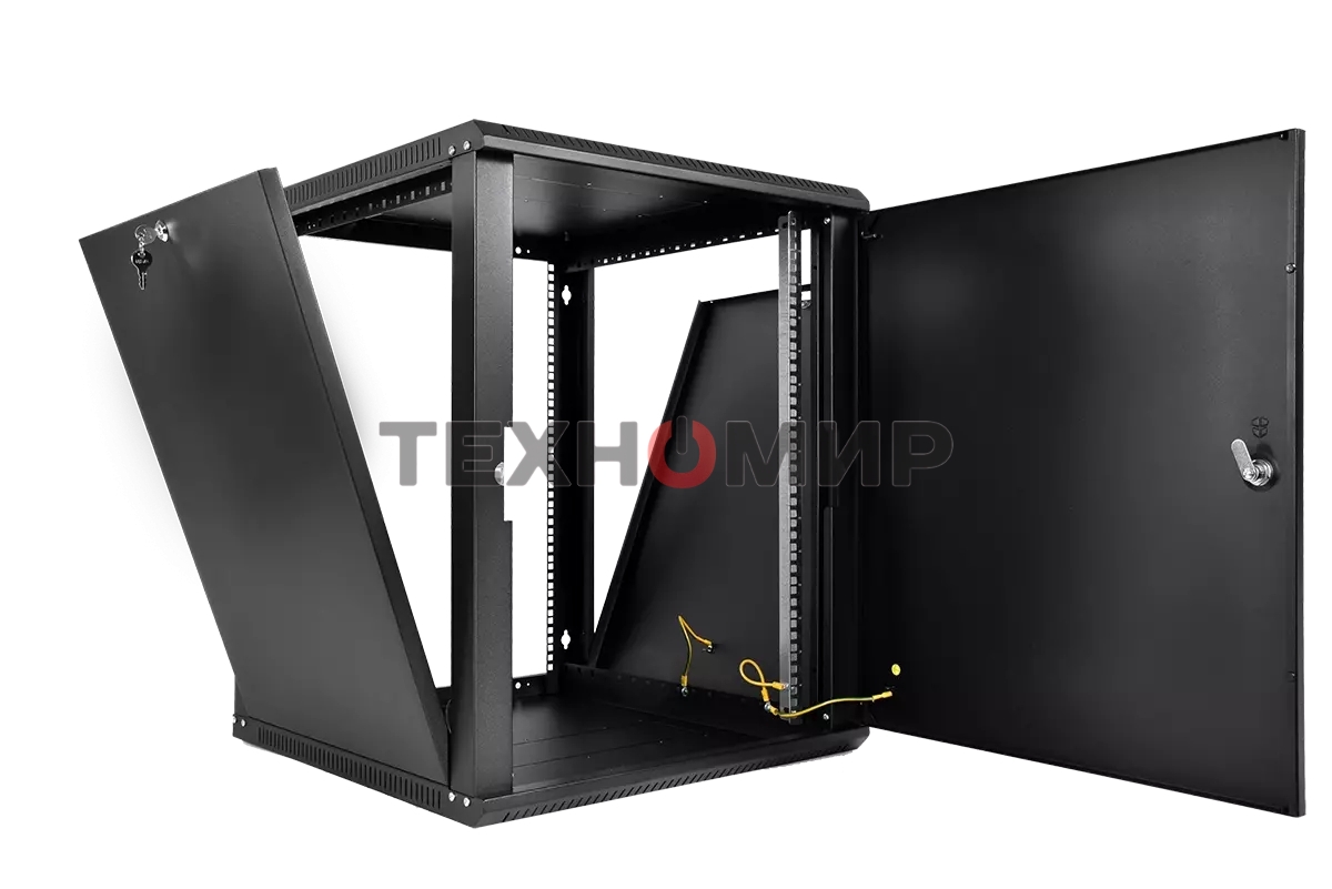 Шкаф телекоммуникационный настенный разборный ЦМО ЭКОНОМ 18U (600 350) дверь металл, черный