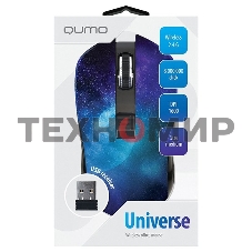 Мышь беспроводная Qumo Office M27 Universe синий, 1600 dpi, радиоканал, USB, кнопки - 4