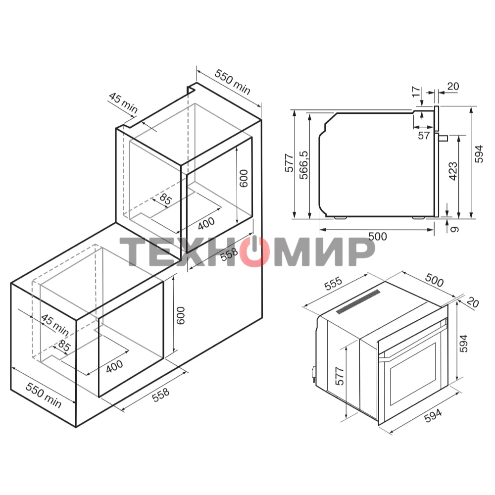Духовой шкаф электрический Krona ONORE 60 BL G2 черный