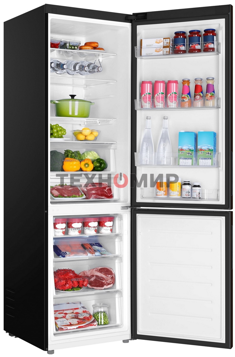 Холодильник Haier C4F740CBXGU1 черный двухкамерный 286/115л морозилка снизу, No Frost