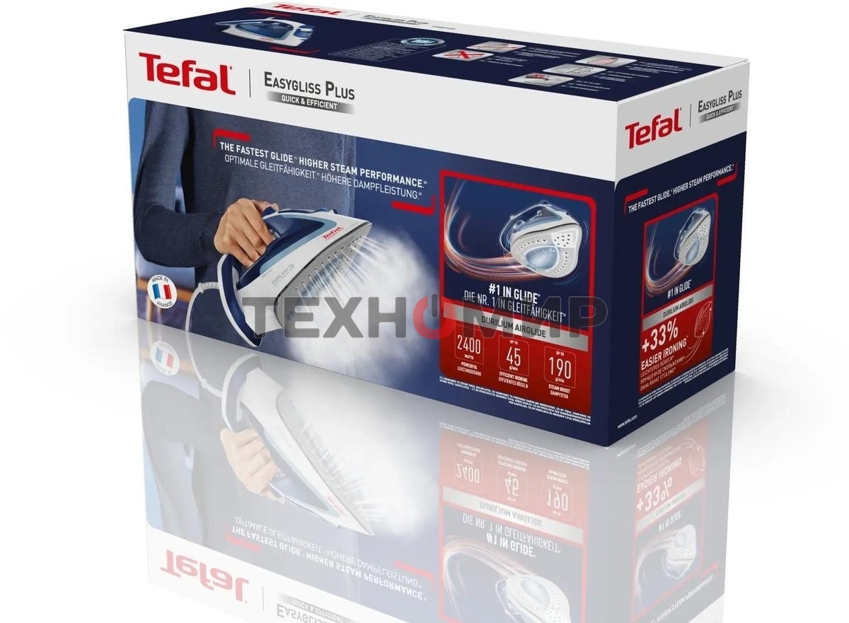 Утюг Tefal FV5715E0, 2200Вт, голубой/белый
